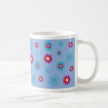 Caneca cor-de-rosa & azul das flores