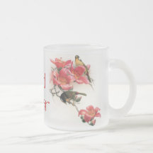 Caneca cor-de-rosa do amante do pássaro da profusã