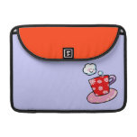 Caneca de café bonito com vapor bolsa MacBook pro