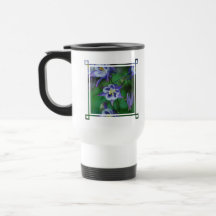 Caneca de viagem aquilégia azul e branca do plásti