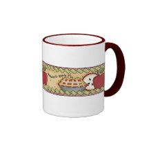 Caneca do café e da torta de Apple demasiado