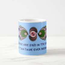 Caneca inspirador dos peixes do verde do Fractal d