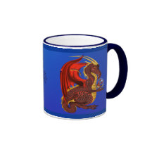 Caneca vermelha do dragão da fortuna