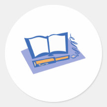 Caneta e livro de fonte adesivo em formato redondo