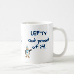 Canhoto e orgulhoso! Com o pinguim no azul & no pr Caneca