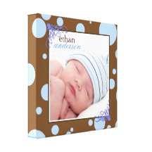 Canvas azuis castanho chocolate da foto do bebê da impressão de canvas esticada