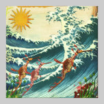 Canvas da água áspera dos dragões do mar impressões em tela