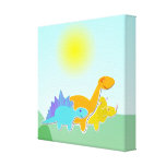 Canvas de 3 dinossauros dos desenhos animados impressão de canvas esticada