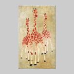 Canvas dos girafas da rosa vermelha do vintage impressões em tela