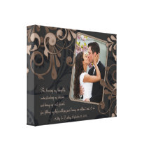 Canvas florais pretas do modelo da foto do casamen impressão de canvas envolvida