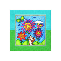 Cão no impressão das canvas da galeria do jardim impressão de canvas esticada