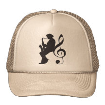 cap saxophoneplayer silhouette (G-key) Mesh Pet