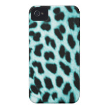 Capa de iphone 4 azul do impressão do leopardo capa de iPhone 4 Case-Mate