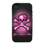 Capa de iphone 4 cor-de-rosa do crânio e dos Cross