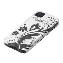 Capa de iphone 4 floral branco preto personalizado iPhone 4 capa