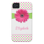 Capa de iphone 4 verde cor-de-rosa da margarida do capa iPhone 4