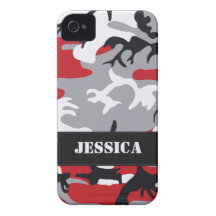 Capa de iphone 4 vermelho customizável de Camo Capa iPhone 4 Case-Mate