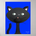 Cara do gatinho com fundo azul preliminar pôsteres