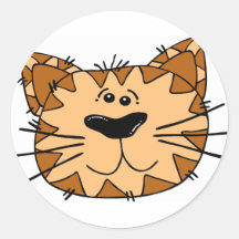 Cara do gato de gato malhado dos desenhos animados adesivos redondos