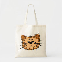 Cara do gato de gato malhado dos desenhos animados bolsa de lona