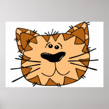 Cara do gato de gato malhado dos desenhos animados poster