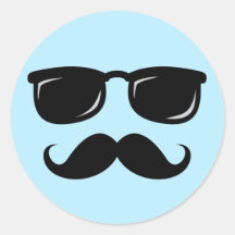 Cara em incógnito smily com bigode e óculos de sol adesivos redondos