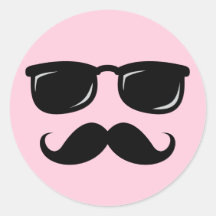 Cara em incógnito smily com bigode e óculos de sol adesivos redondos