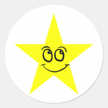 Cara feliz da estrela adesivo redondo