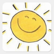 Cara feliz Sun - etiqueta Adesivo Quadrado