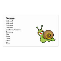 Caracol engraçado cartões de visita