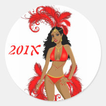 carnaval girl.ai vermelho adesivo redondo