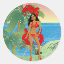 carnaval girl.ai vermelho adesivo em formato redondo