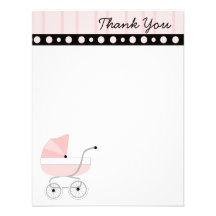 Carrinho de bebê cor-de-rosa convites personalizados