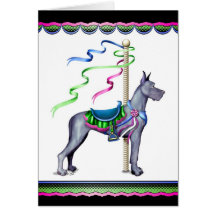 Carrossel azul de great dane - personalizado cartões
