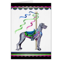 Carrossel azul UC de great dane - personalizado Cartoes