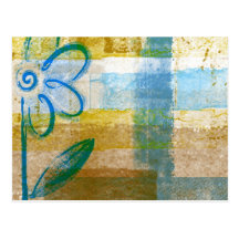 Cartão abstrato artística funky da cor azul da flo cartoes postais