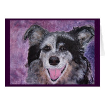 Cartão, acrílico da arte do cão de border collie