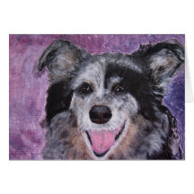 Cartão, acrílico da arte do cão de border collie