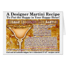 Cartão alemão da receita de Martini do bolo de cho