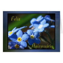 Cartão - azules de Feliz Aniversário - de Flores