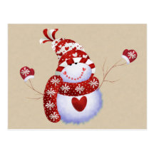Cartão bonito do boneco de neve cartao postal