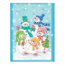 Cartão bonito do boneco de neve cartões postais