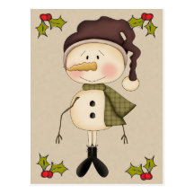 Cartão bonito do boneco de neve cartoes postais
