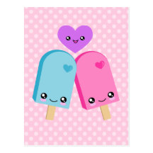 Cartão bonito dos Popsicles BFF de Kawaii Cartão Postal