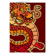 Cartão chinês vermelho do dragão