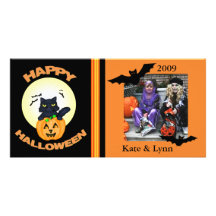 Cartão com fotos do costume do gato da bruxa do Di