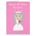 Cartão cor-de-rosa bonito da princesa aniversário 