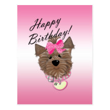 Cartão cor-de-rosa do cão do feliz aniversario cartao postal