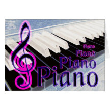 Cartão cor-de-rosa e azul do piano