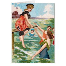 Cartão da ilustração da praia do vintage do KRW
